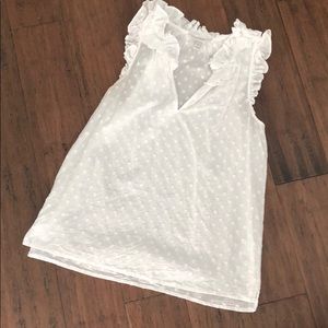 J. Crew swiss dot ruffle top white size 4